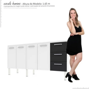 Gabinete de Pia 200 Apolo Flat 3G Cozimax Branco/Preto
