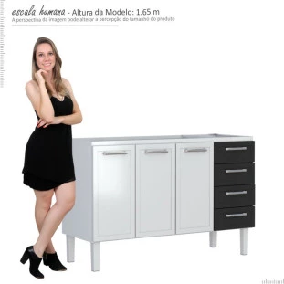 Gabinete de Pia 140 Apolo Flat 4G Cozimax Branco/Preto 
