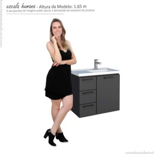 Gabinete Para Banheiro Aço Ameixa 60 Cozimax Preto