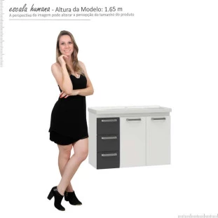 Gabinete Para Banheiro Aço Damasco Suspenso 80 Cozimax Branco/Preto