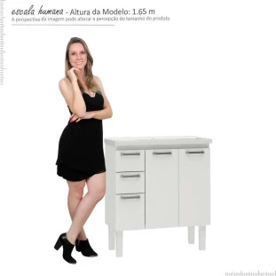 Gabinete Para Banheiro Aço Damasco Com Pés 80 Cozimax Branco