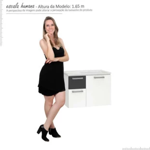 Gabinete Para Banheiro Aço Kiwi 60 Cozimax Branco/Preto
