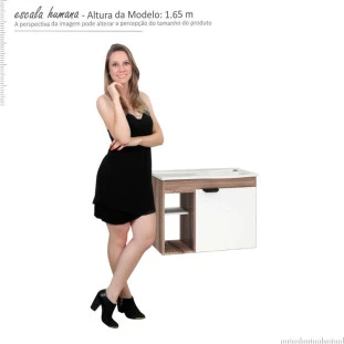 Gabinete Para Banheiro Com Pia Dália Cozimax Tamarindo/Branco