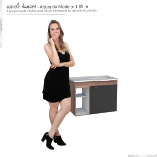Gabinete Para Banheiro Com Pia Dália Cozimax Tamarindo/Preto