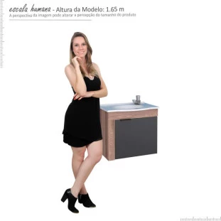 Gabinete de Banheiro Com Pia Jasmin Cozimax Tamarindo/Preto