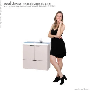 Gabinete Para Banheiro Madeira Lis 60 Com Lavatório Cozimax Nude