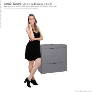 Gabinete Para Banheiro Madeira Lis 60 Sem Cuba Cozimax Cinza