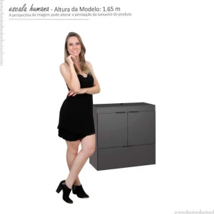 Gabinete Para Banheiro Madeira Lis 60 Sem Cuba Cozimax Preto