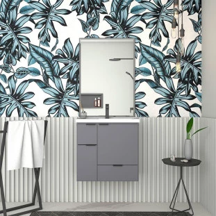 Gabinete Para Banheiro Madeira Orquídea 60 Com Lavatório Cozimax Cinza