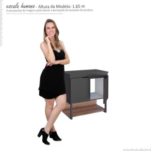 Gabinete Para Banheiro Madeira Sálvia 60 Sem Cuba Cozimax Preto/Tamarindo