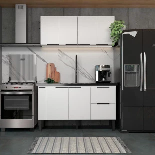 Gabinete De Madeira Para Pia De Cozinha 150cm Cisne Cozimax Branco