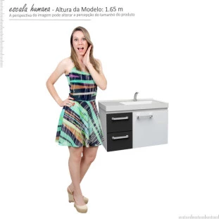 Gabinete Para Banheiro Aço Romã 60 Cozimax Branco/Preto