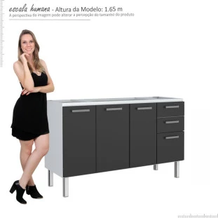 Gabinete de Pia 140 Eros Flat 3G Cozimax Preto