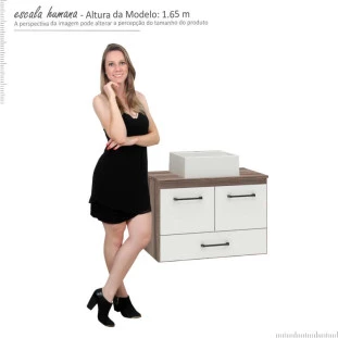 Gabinete Para Banheiro Hibisco Com Cuba Fit Cozimax Tamarindo/Branco