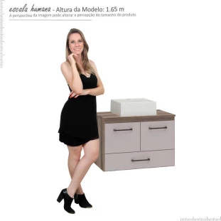 Gabinete Para Banheiro Hibisco Com Cuba Fit Cozimax Tamarindo/Nude