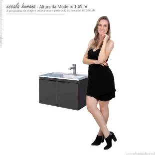 Gabinete Para Banheiro Madeira Midi 60 Com Lavatório Cozimax Preto