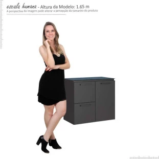 Gabinete Para Banheiro Aço Osiris Preto 60 Com Cuba Prisma Cozimax