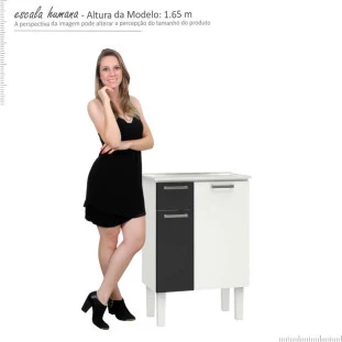 Gabinete Para Banheiro Aço Com Pés Araça 60 Cozimax Branco/Preto