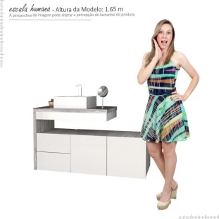 Gabinete com Extensor e Cuba Cubo Aimoré Cozimax Branco/Calcare