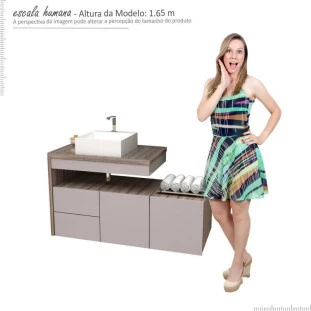 Gabinete com Extensor e Cuba Cubo Aimoré Cozimax Nudi/Tamarindo