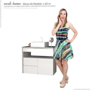 Gabinete Para Banheiro Aimoré 70 Com Cuba Cubo Cozimax Branco/Calcare