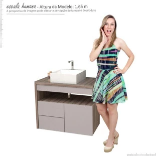 Gabinete Para Banheiro Aimoré 70 Com Cuba Cubo Cozimax Nudi/Tamarindo