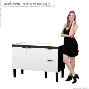 Gabinete Para Pia de Cozinha 120cm Madeira Colibri Cozimax Preto/Branco
