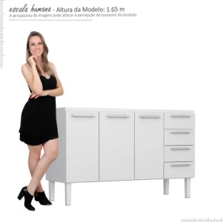 Gabinete de Pia 160 Vênus Flat 4G Cozimax Branco/Preto