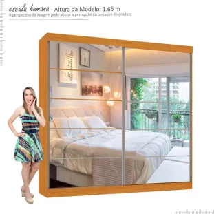 Guarda Roupa Camboriu 2 Portas de Espelho Mirarack Cedro