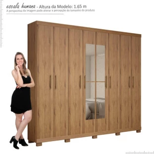 Guarda Roupa Casal 8 Portas Com Espelho Sevilha Gelius Madeirado