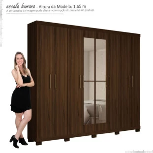 Guarda Roupa Casal 8 Portas Com Espelho Sevilha Gelius Nogueira