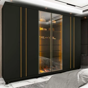 Guarda Roupa Casal Com LED 273cm x 240cm Absolut Reflecta Gelius Grafite