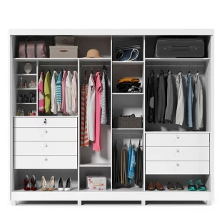 Guarda Roupa Grande 2 Portas com Espelho 100% MDF 278x239x63 Apolo Gelius Branco