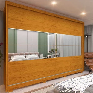 Guarda Roupa Grande 2 Portas com Espelho 100% MDF 278x239x63 Apolo Gelius Naturale