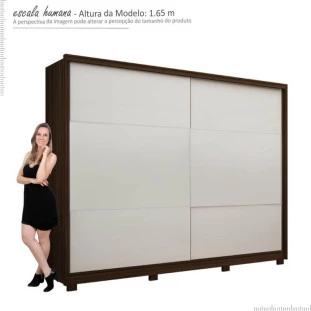 Guarda Roupa 2 Portas 100% MDF Apolo Gelius Nogueira/Off White