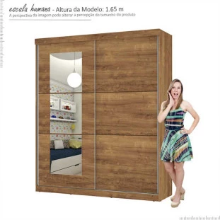 Guarda Roupa Caribe Com Espelho Mirarack Canela