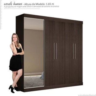Guarda Roupa Com Sapateira Porta Espelho Magnífico Gelius Nogueira