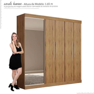 Guarda Roupa Com Sapateira Porta Espelho Magnífico Gelius Madeirado