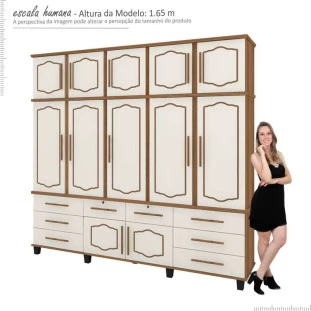 Guarda Roupa 5 Portas Diamante 2.4 Fabrimoveis Freijo/Off White