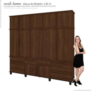 Guarda Roupa 5 Portas Diamante 2.4 Fabrimoveis Noce