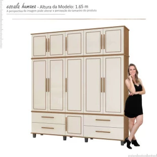 Guarda Roupa 5 Portas House Fabrimoveis Freijo/Off White