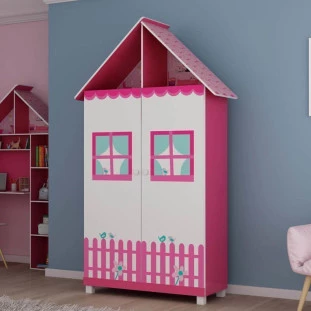Guarda Roupa Casinha Infantil 2 Portas Gelius Pink Plock