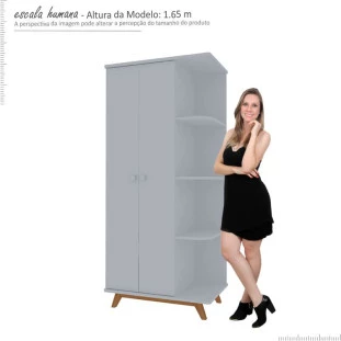 Guarda Roupa Infantil 2P e Prateleiras Lua Pés Cadeira Gelius Branco