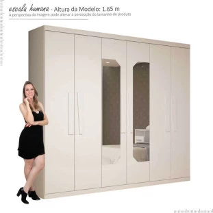 Guarda Roupa Casal 6 Portas com Espelho Infinity Gelius Branco