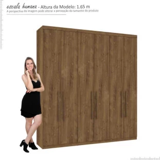 Guarda Roupa Casal 6 Portas Liz Mirarack Canela