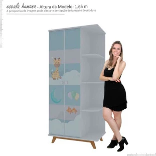 Guarda Roupa Infantil 2P Mundo Encantado Pés Cadeira Gelius Branco