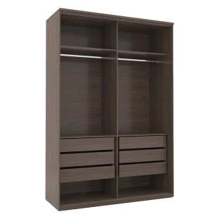 Guarda Roupa Modulado 160cm 1 Porta Espelho 6 Gavetas 2 Cabideiros 100% MDF Premium Robel Capuccino/Capuccino