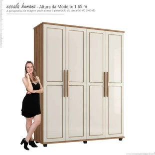 Guarda Roupa 4 Portas 1.8 Versátil Fabrimoveis Freijo/Off White