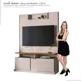 Estante Para TV 55 Polegadas Alabama 1.3 Lukaliam Off White/Canela