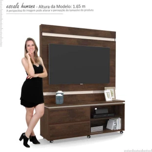 Estante Home Para Sala Pequena Allegro 1.3 Lukaliam Noce/Off White